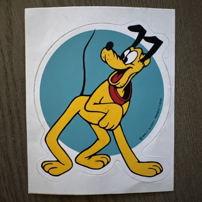 Vintage 80s Walt Disney Productions Pluto Large Sticker Decal