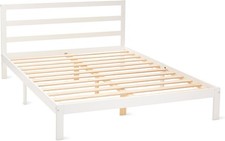 Letto King in Legno di Pino con Testiera, 160 x 200 cm, Bianco