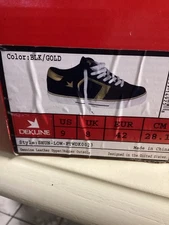 Dekline Shun-Low Black/Gold Skateboard Shoes Men’s 9 NIB NOS sneakers Ipath rare