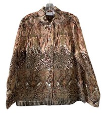 Alfred Dunner Women Size 10 Linen Blend Button Down Shirt Casual Lightweight