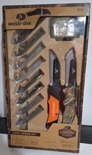 Mossy Oak 11 Piece Dress Kit Knife Set Orange Camo Headlamp New Deer Hunting NEW