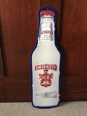 SMIRNOFF ICE 25 5/8'' x 7 7/8'' Metal Sign White Red Blue Raised Letters
