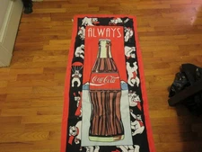 Vtg 1994 Always Coca Cola Bottle Beach Towel Polar Bears Cotton Bright 54x27 VGC