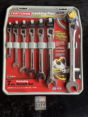 NOS   Sears Craftsman USA 42401 7pc Metric Locking Flex Ratcheting Wrench Set