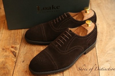 Loake Shoemaker Brown Suede Leather Oxford Brogue Shoes UK 8 F US 9 EU 42