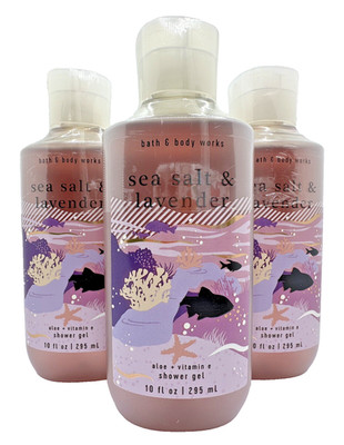 Bath & Body Works Sea Salt & Lavender Shower Gel Wash 10 oz x3