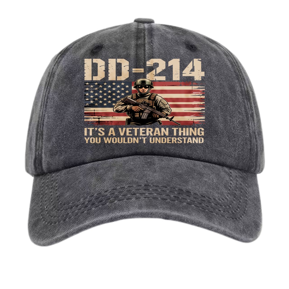 Vintage DD-214 It's A Veteran Thing Dad Hat Patriotic Veteran Graphic Cap