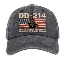 Vintage DD-214 It's A Veteran Thing Dad Hat Patriotic Veteran Graphic Cap