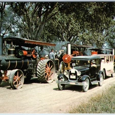 c1970s Mt. Pleasant, IA Threshers Steam Engine Chrome Postcard Cars Show A101