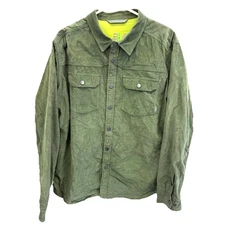 Stio Saratoga Corduroy Long Sleeve Snap Button Shirt Jacket Green Mens Size LG