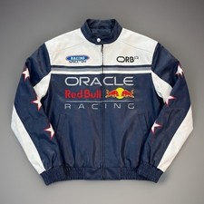 SIZE XL ORACLE RED BULL RACING GRAPHIC FAUX LEATHER JACKET STREETWEAR COAT NEW