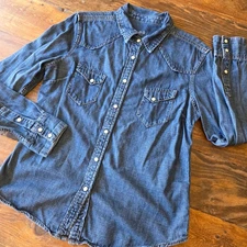 Gap 1969 Denim Western Shirt Long Sleeve Button Down Pockets xs