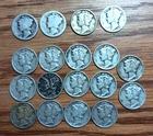 Scrap Silver Mercury Dimes lot- 90% Silver-Most 1940's- $1.80 face value