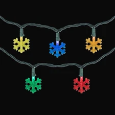 Northlight 10Count MultiColor LED Snowflake Christmas Light Set 4ft Green Wire