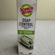 3M Scotch-Brite Soap Antimicrobial Control Dish Wand Brush Refills 2 Count NIB