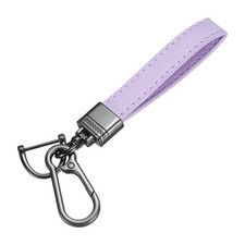 Car Key Chain Ring Clip Leather Keychain Key Fob with D Ring, Purple