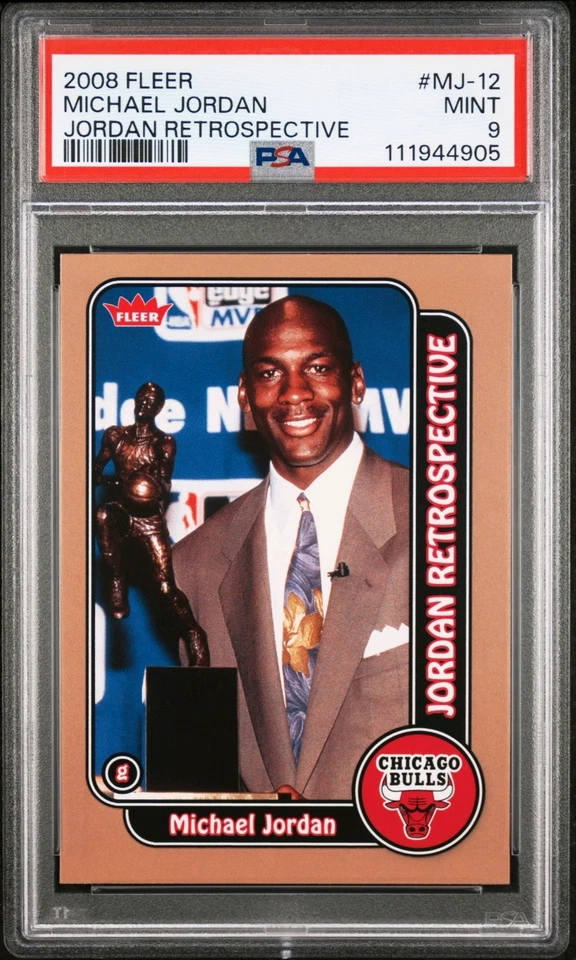 2008 FLEER MICHAEL JORDAN RETROSPECTIVE #MJ-12 PSA 9 MINT CHICAGO BULLS CARD - Image 2 of 3