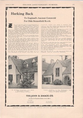 1926 Ad John D Emack Co * Cotswold Stonesfield * Frank Forster Delano & Aldrich