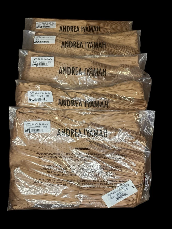 Pantalones plisados Andrea Iyamah Linea caramelo para mujer talla pequeña nuevos con etiquetas Foto 3 de 3