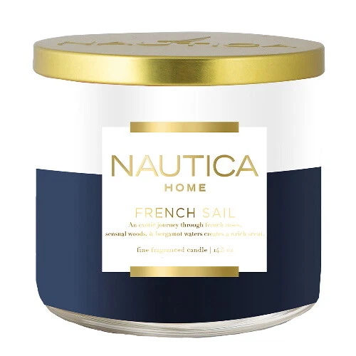 French Sail by Nautica Scented Candle Wax Soy 14.5 oz Brand New