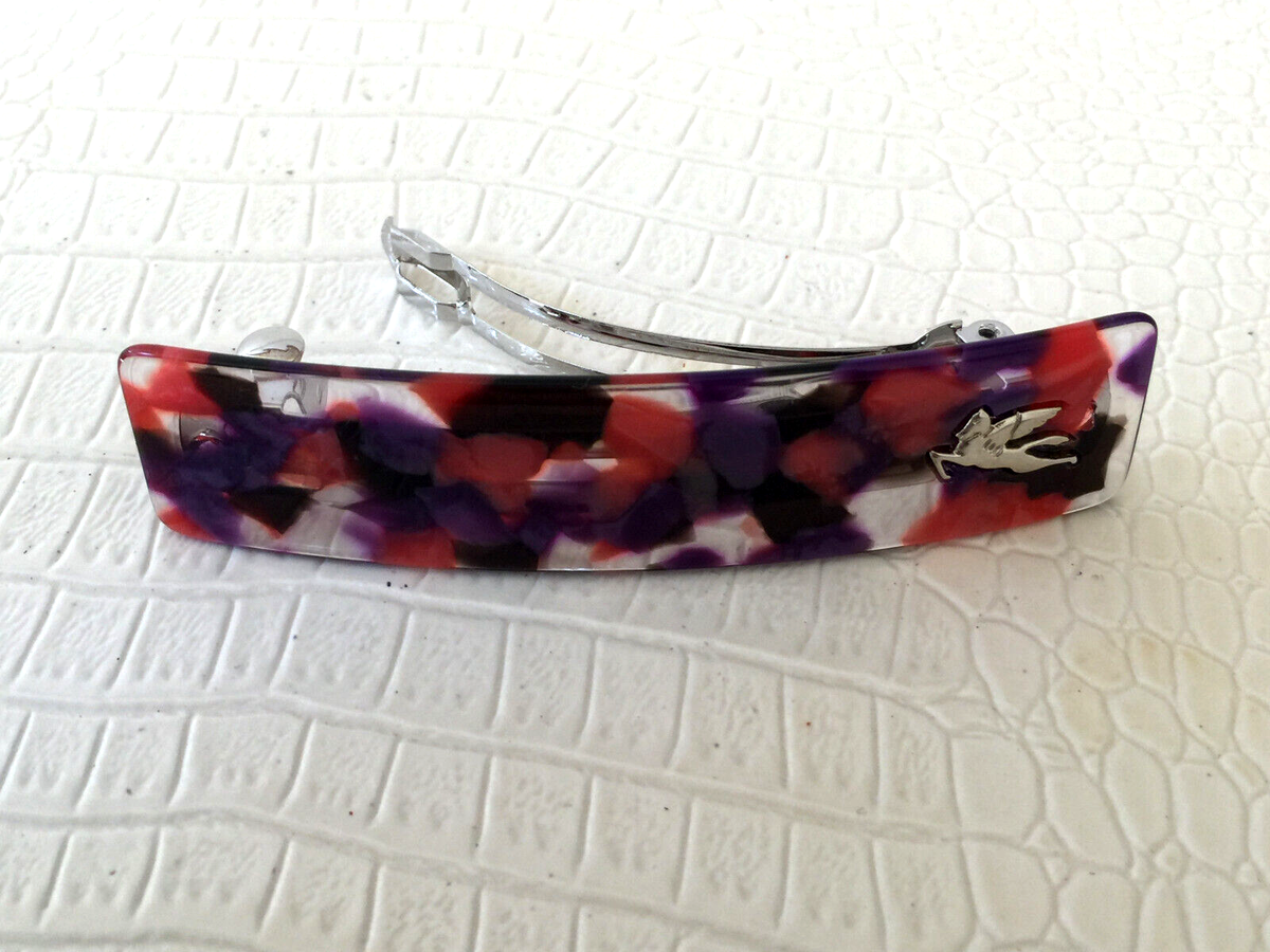 ETRO Milano Made in ITALY Purple Red HAIR CLIP Silver Plated  display picture 2