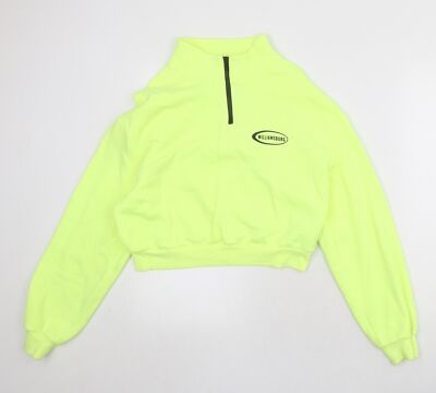 Divided by H&M Womens Yellow Cotton Blend Sweatshirt Size M Zip