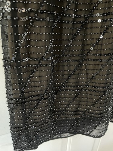 Abito nero collezione Max Azria 100% seta con perline e bretelle taglia 2 - Foto 2 di 7