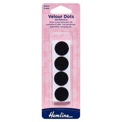 Hemline Black Hook And Loop Dots Self Stecken