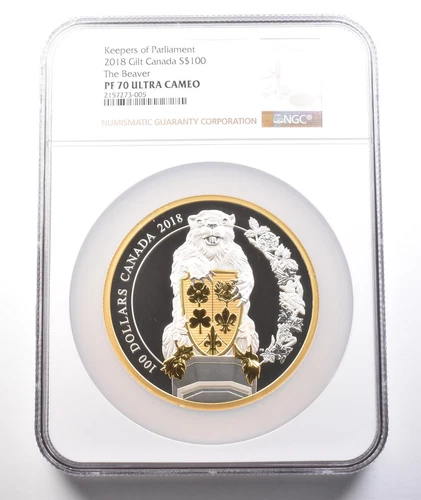 2018 Canada 100 Dollars Silver Keepers Of Parliament Beaver PF70 UCAM NGC *3782