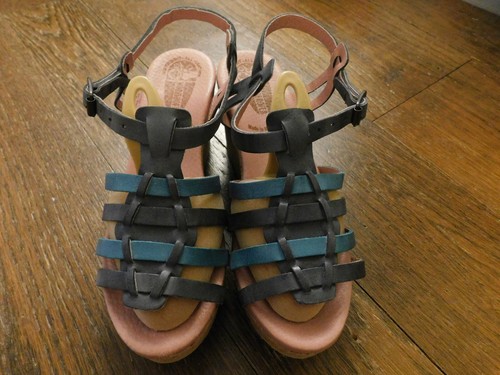 Worishofer Olga Blue Strappy Sandal Sz 38 7.5 Cork Wedge Open Toe EUC  Buckle | eBay