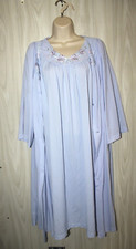 Vintage NightGown Cottagecore Robe Womens Blue Set LARGE/1X Shadowline Housecoat