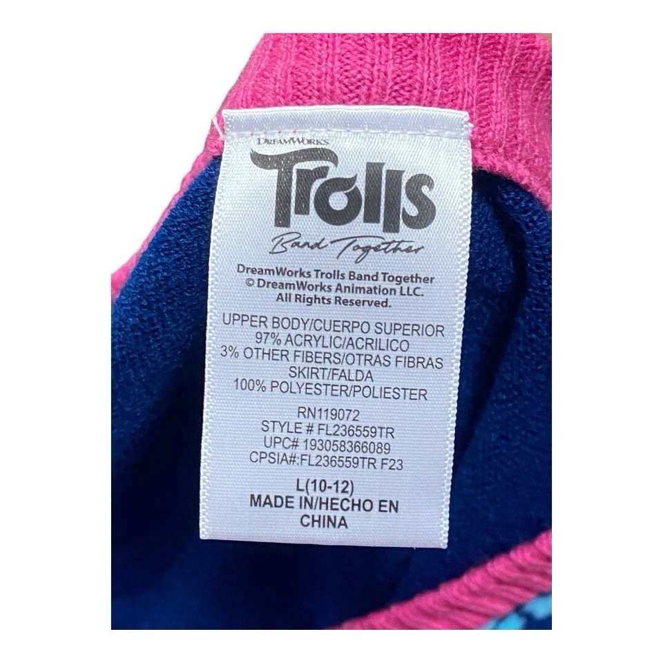 Vestido suéter con falda de malla Trolls para niñas, talla 10/12 Foto 4 de 4
