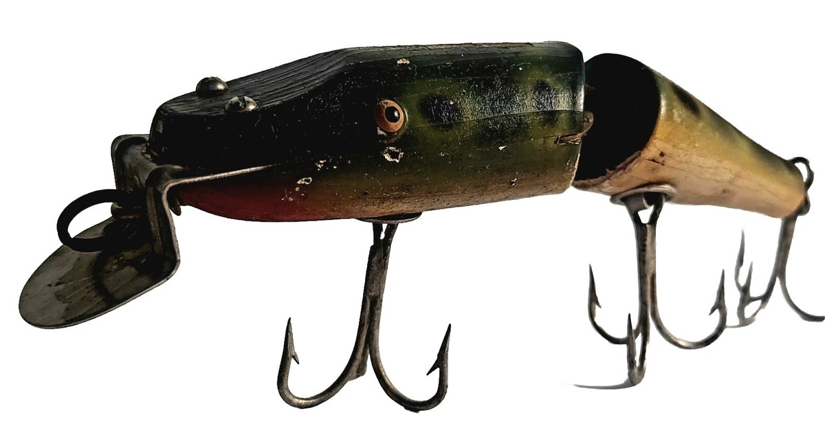 Vintage Creek Chub Pikie Wood Jointed Frog Crankbait 38+yrs Owned