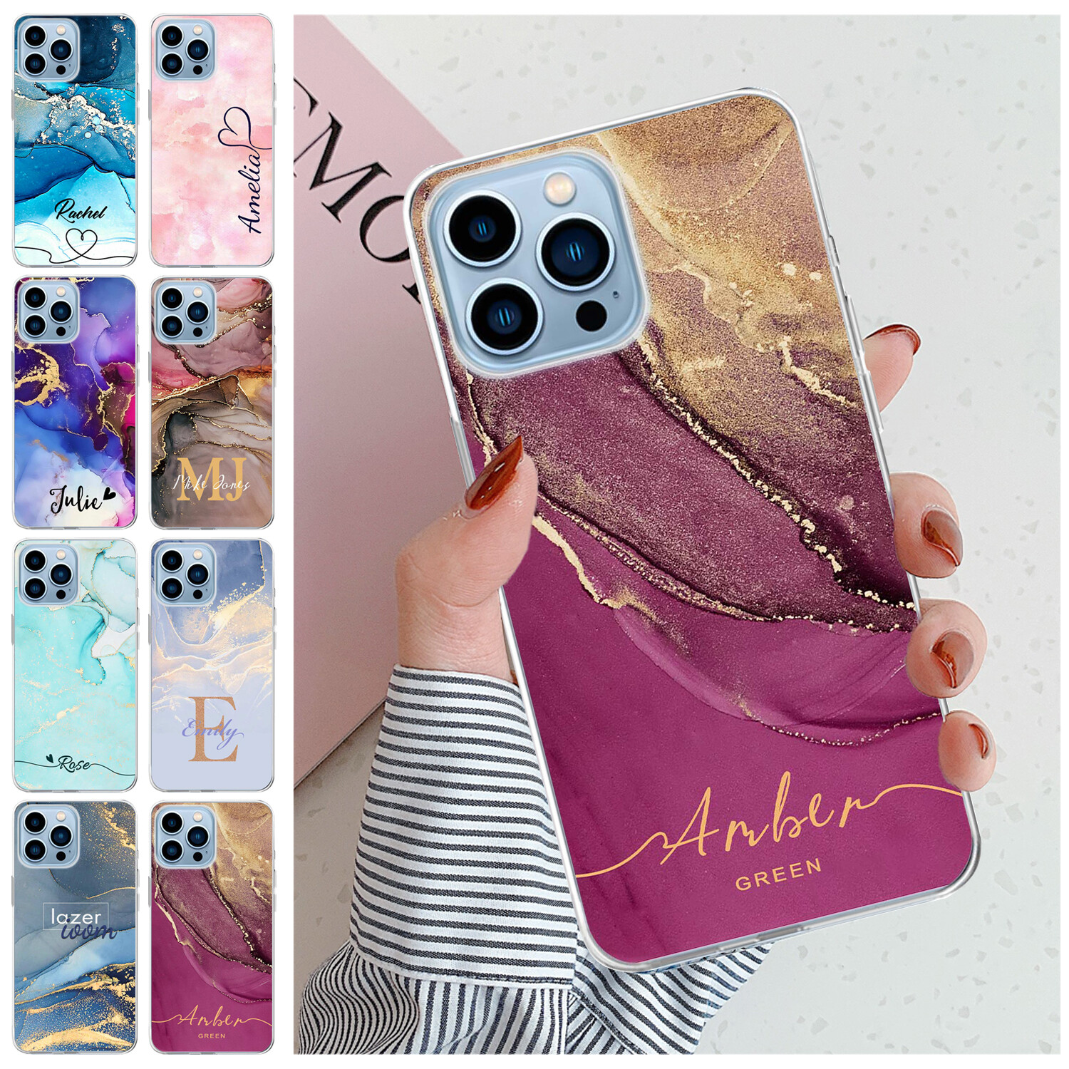 Popular Marble Personalized Phone Case for iPhone 16 15 14 Pro Max 13 12 8 Cover