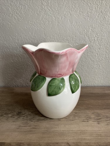 Krug ELPA Alcobaca Portugal Keramik 8" Blumenform handbemalt kitschig - Bild 2 von 12