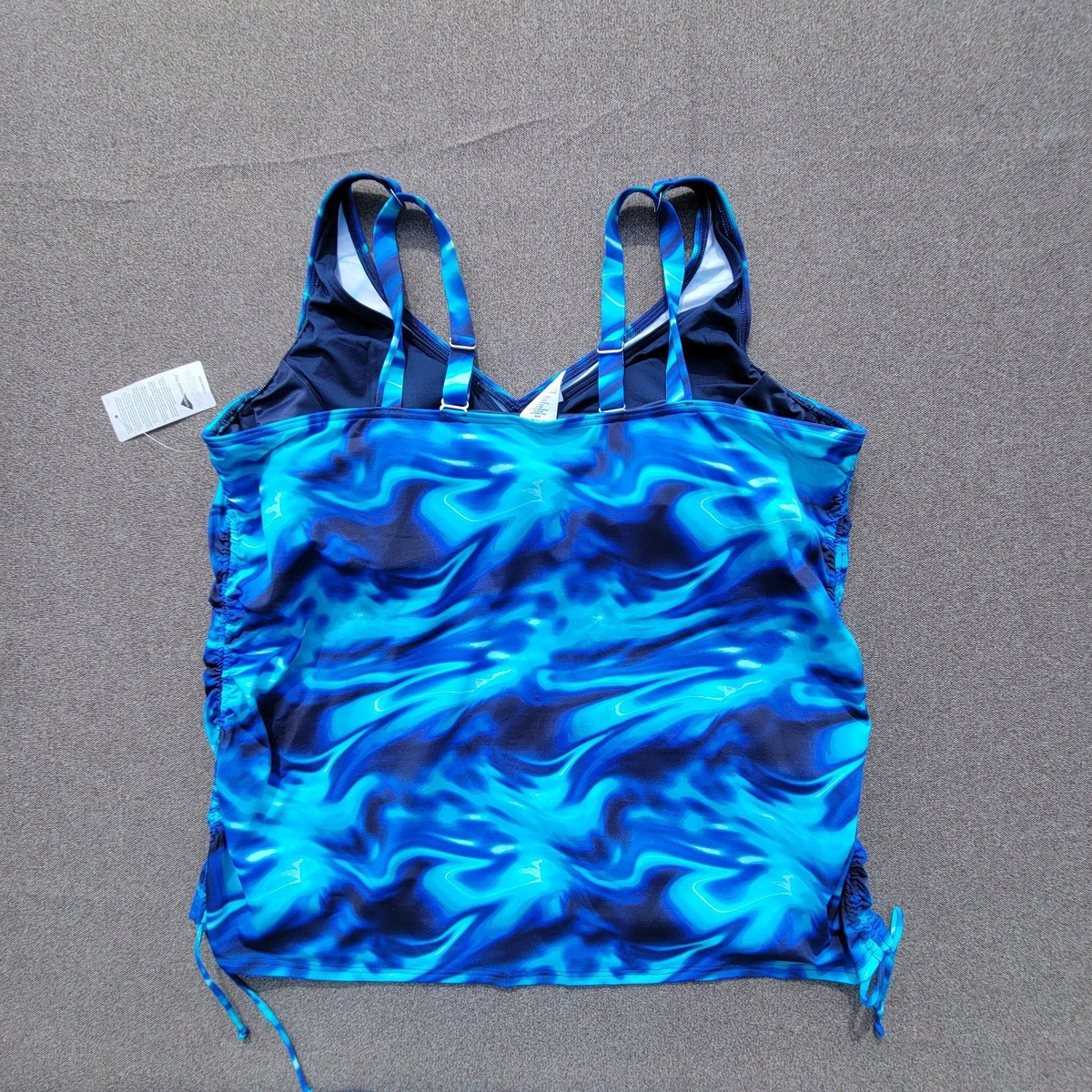 Lands End 26W Blue Swirl Underwire Adjustable Straps Tankini Swim