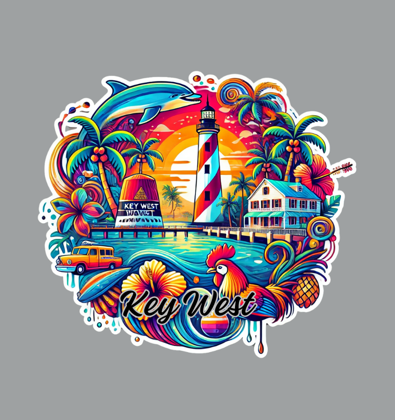 Key West Florida Tropical Laptop Decal Sticker