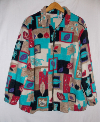 Cabin Creek Floral Design Fleece Full Zip Jacket Ladies 1X - Picture 1 of 8