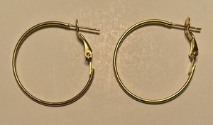 Authentic Yellow Gold Plated Light Hinge Clasp Hoop 30mm 1mm Earrings