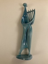 Zsolnay Porcelain Figurine - Harp Player - Art Deco Style - Janos Török Design