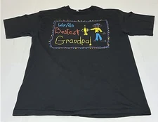 90s Vintage World's Best Grandpa Sun Sportswear  T Shirt XL/L Black Pilling
