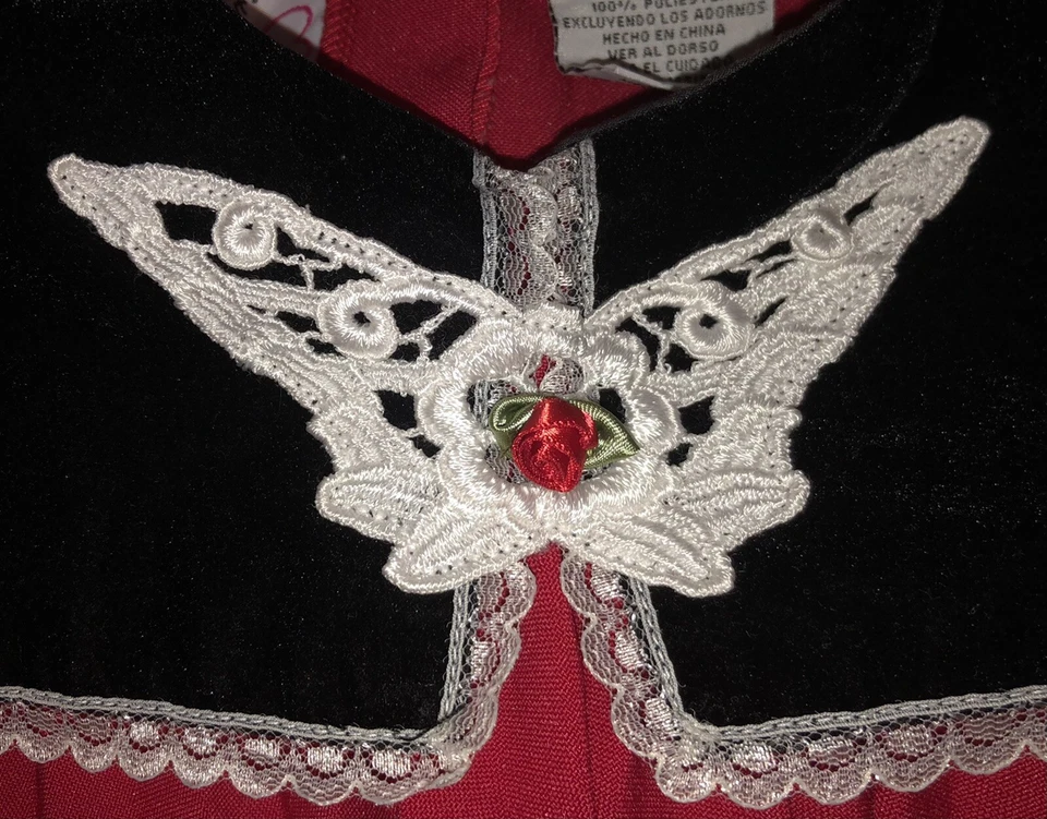 Expressions Baby Girl 18 Months Vintage Red Black Velvet Holiday Dress - Image 4 of 4