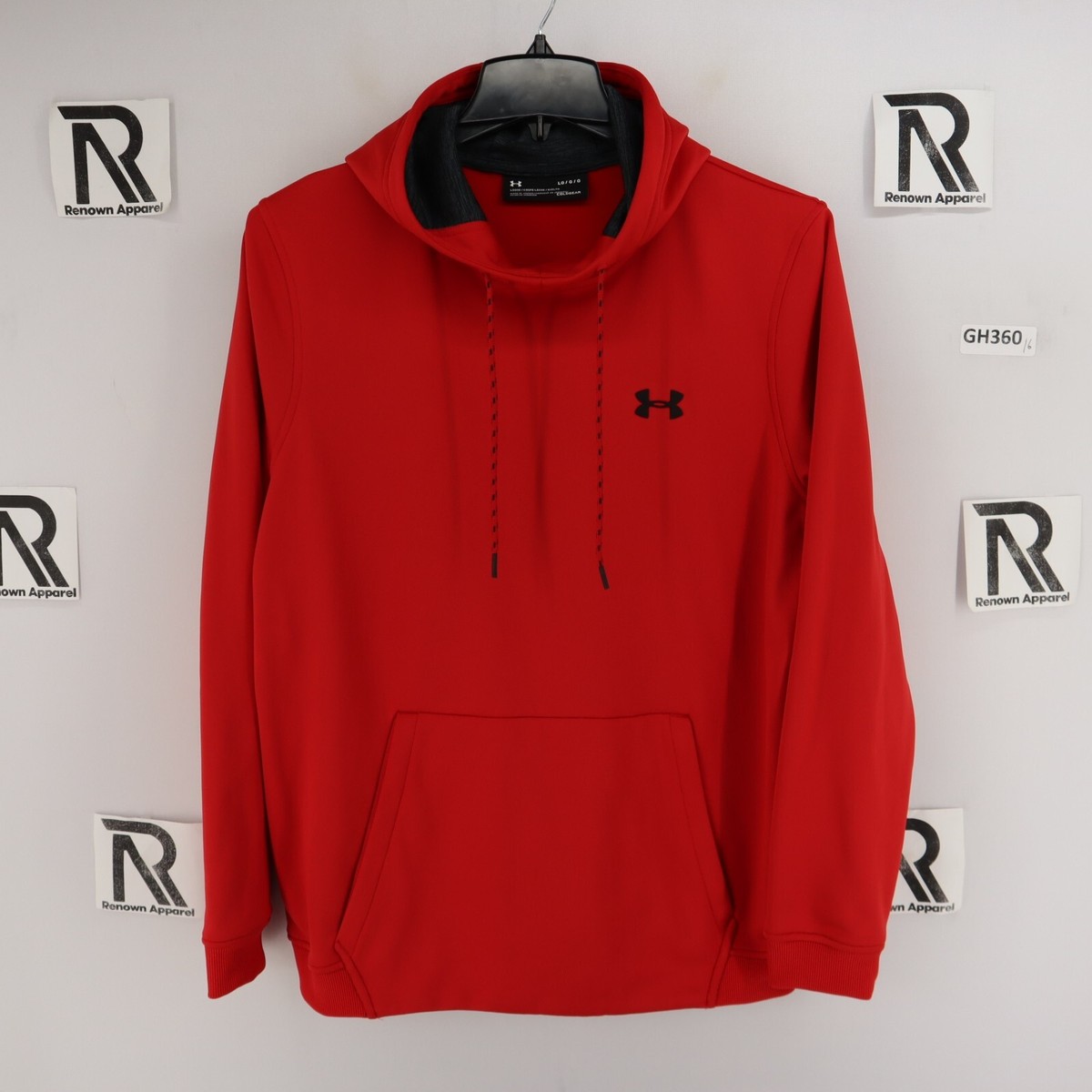 Men's Under Armour Cold Gear Storm Hoodie Sweat Shirt Size L Large Red  Fleece