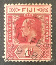 1912-23 Fiji Edward VII 1d Red  FU stamp SG127