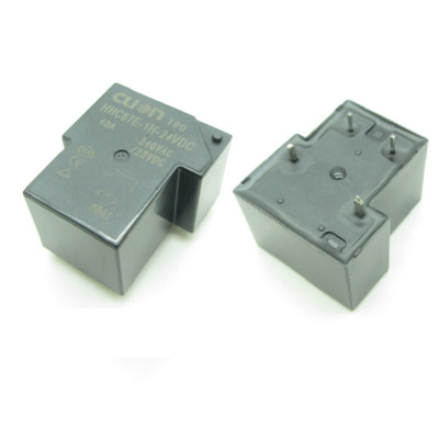 DC 12V 24V Coil Power Relay PCB Mount Solder Type 40A SPST NO 4 Pins Black 