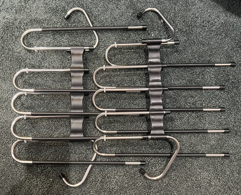 2 Pants Hangers, Each Holds 5 Pants. Space Savings!