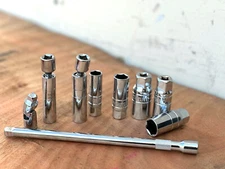 9PC 3/8" Dr. Magnetic Thin Wall Spark Plug Socket Set w/Universal Swivel Joint