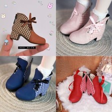 1/6yosd 1/4MSD/MDD/RL BJD Doll Shoes Plaid Spliced High-heeled Boots Multi-color