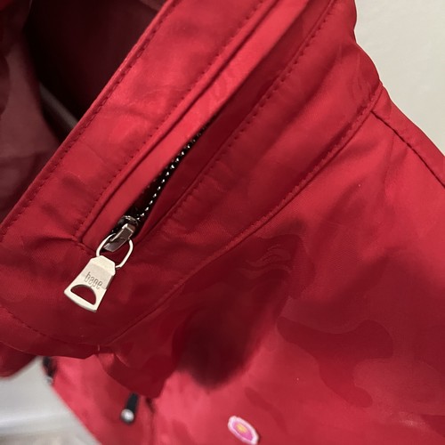 VTG BAPE sz Tall XS-S GORETEX Zip Up Jacket Red Bathing Ape Print Japan - Picture 8 of 21