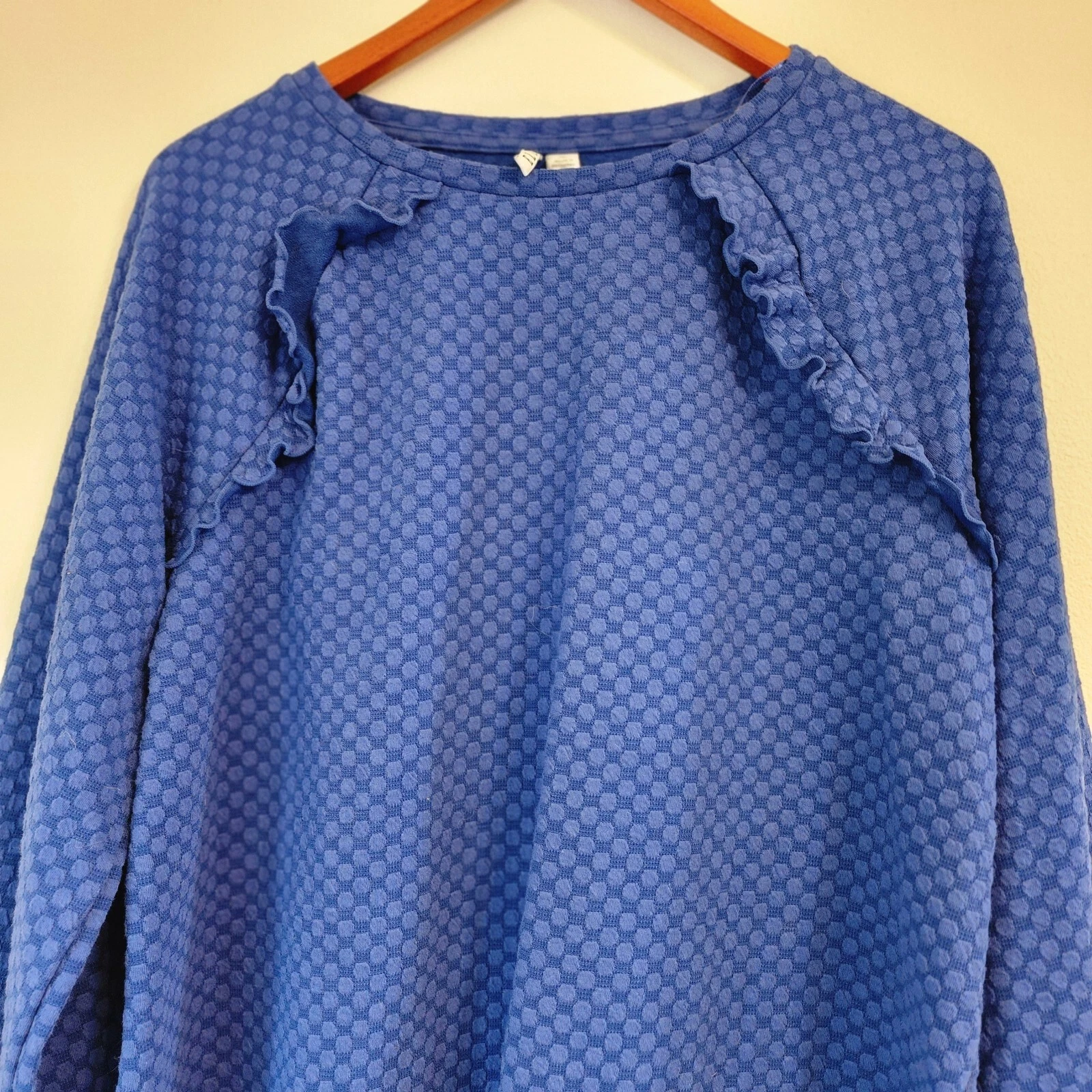 VETEMENTS Felpa Elle blu a pois con volant accento donna L tempo libero casual femminile